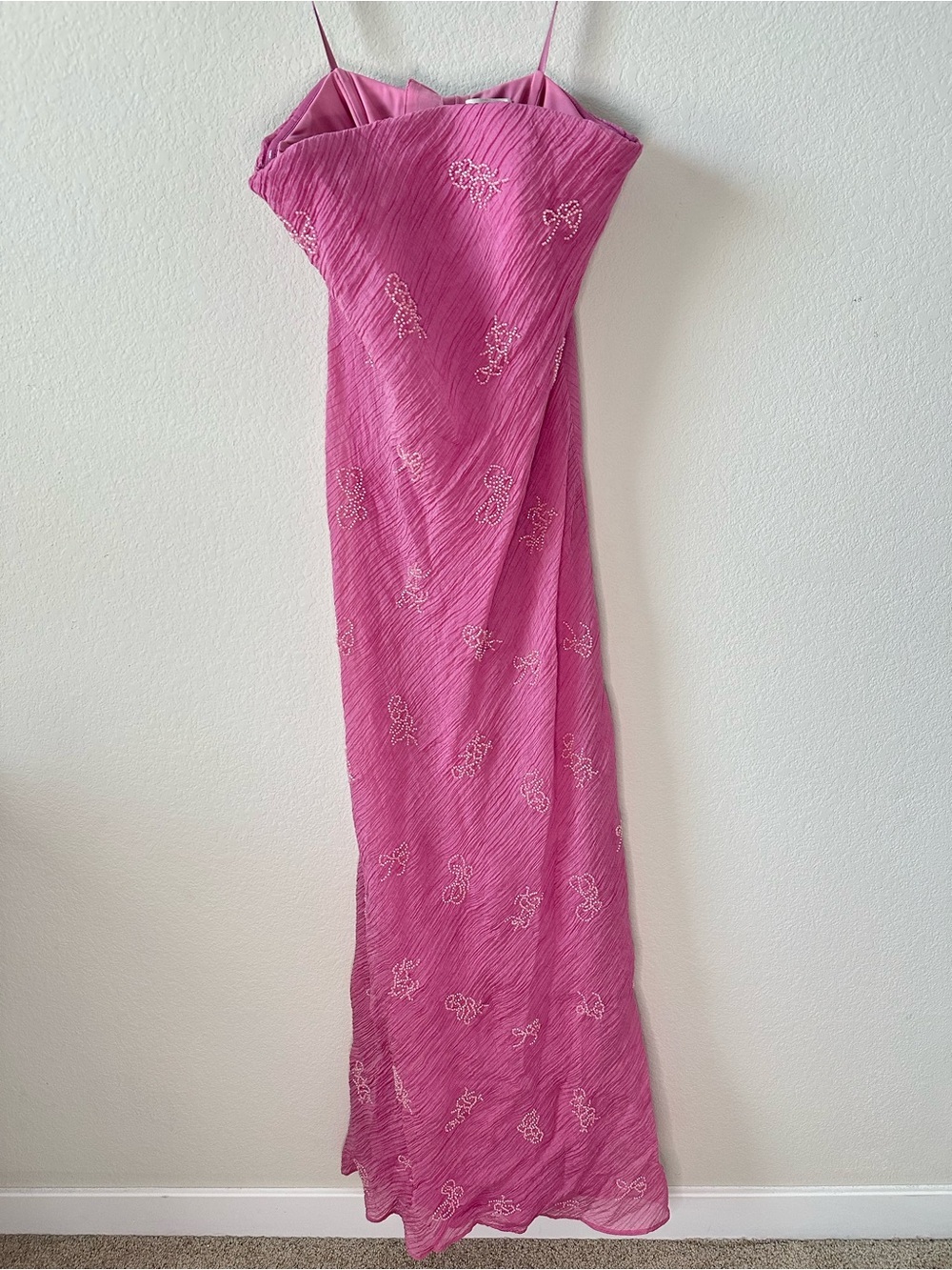 STAUD Cassie beaded organza maxi dress in Flirt pink SZ US 8 NWT - Picture 2 of 8